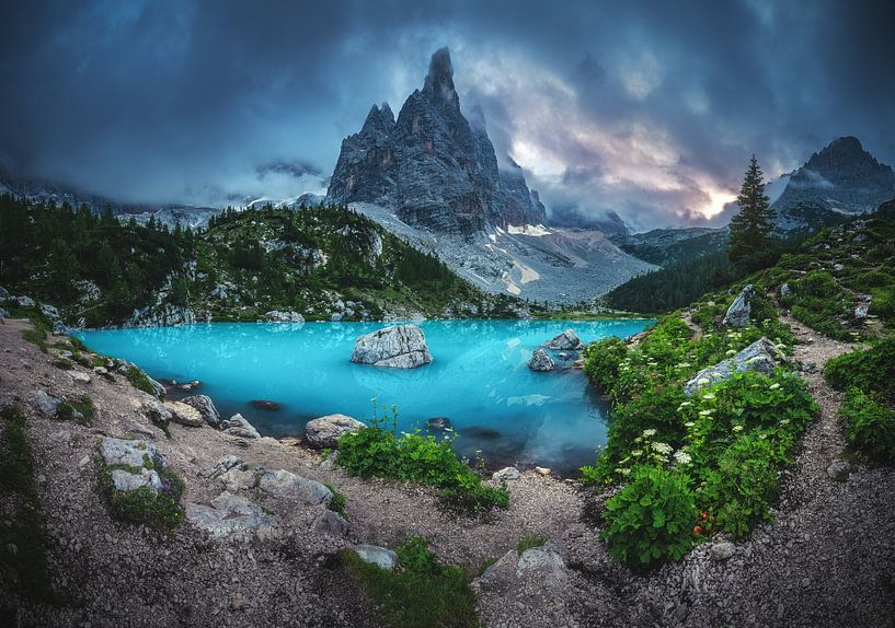 Dolomiten Lago di Sorapis Panorama am Abend von Jean Claude Castor