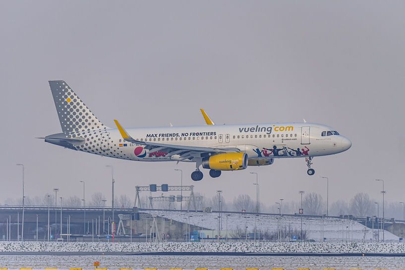 Vueling Airbus A320 in Pepsi Max livery in winter. by Jaap van den Berg