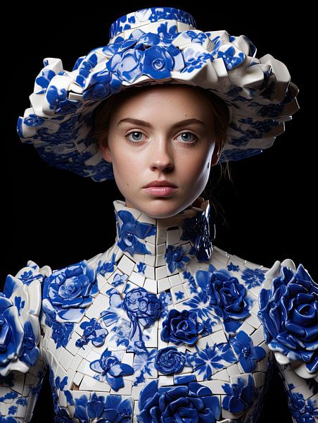 Lady in delft blue by Bert Nijholt