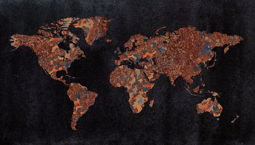 Carte du monde | Rust avec trois structures par Cartes du monde boutique
