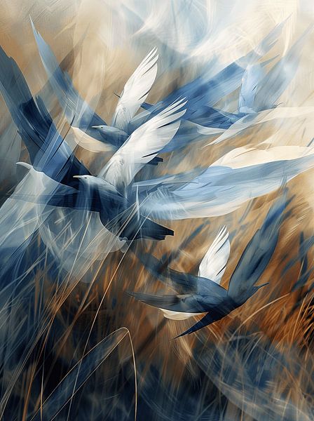 Vögel fliegen weg von Artsy