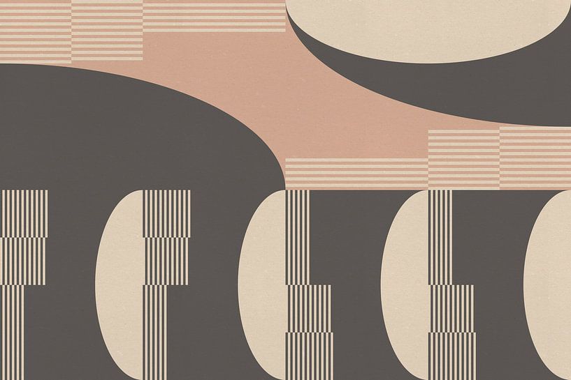 Retro architectuur. Abstracte geometrische kunst in grijs en roze van Dina Dankers
