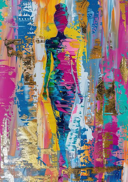 Frau und Farbe | Frau Silhouette von Kunst Laune