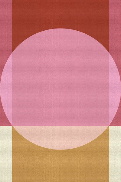 Art géométrique abstrait de style rétro des années 70 en rose, terracotta, ocre par Art minimaliste abstrait