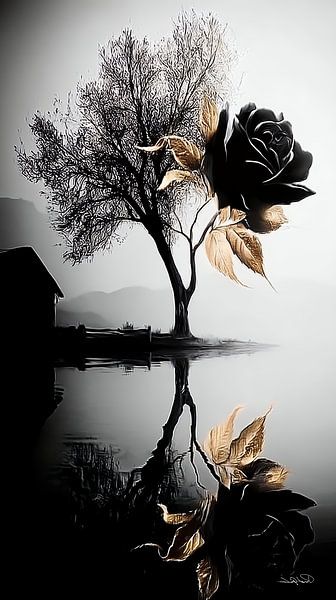 rose en rouge, noir ou or par Gelissen Artworks