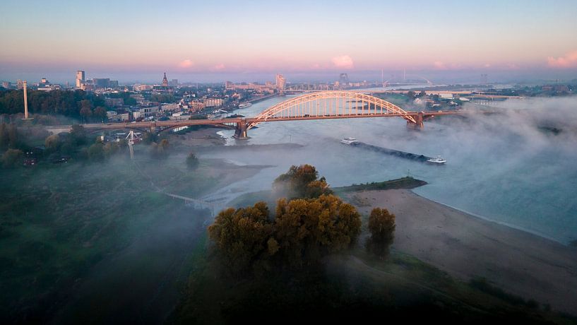 Nijmegen&#039;s skyline on a foggy autumn morning by Luc van der Krabben