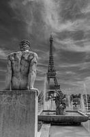 Man looks at Eiffel Tower