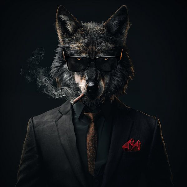 Wolf with cigar and sunglasses by TheXclusive Art