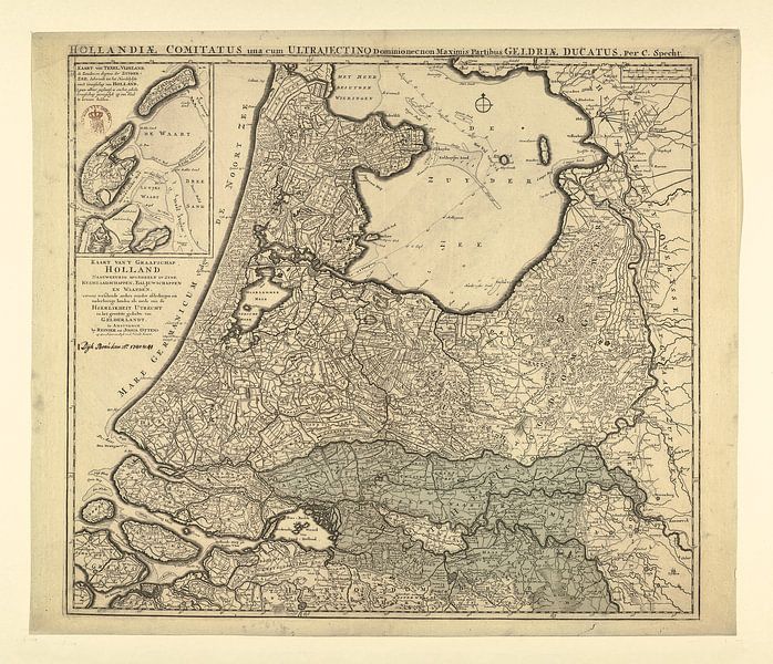 Map of the provinces of Holland around 1740 by Gert Hilbink