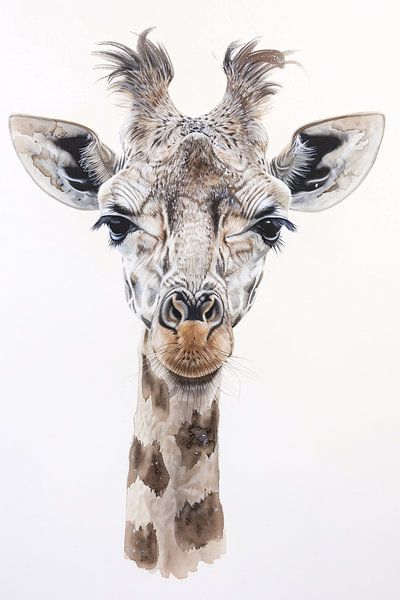 Detaillierte Malerei eines Giraffengesichts von Art & Soul Creations