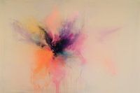 Moderne abstrakte Blume in Pastellfarben und Neon-Akzenten