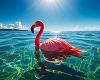 Roze flamingo onder de hemel