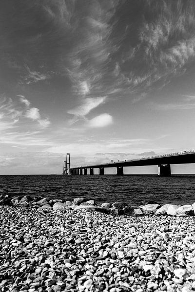 Great Belt Bridge from a pebble beach by Marc Janson