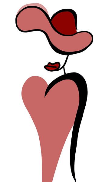 Female portrait - Abstract line drawing by Joyce Kuipers