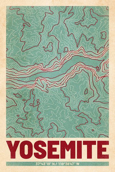 Vallée du Yosemite | Topographie de la carte (Retro) par ViaMapia