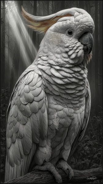 black-and-white parrot cockatoo-ara by Gelissen Artworks