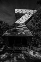 Zwart wit foto uitkijktoren Fochteloöerveen Friesland