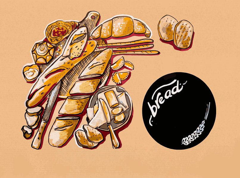keuken illustratie van broodproducten par Ariadna de Raadt-Goldberg