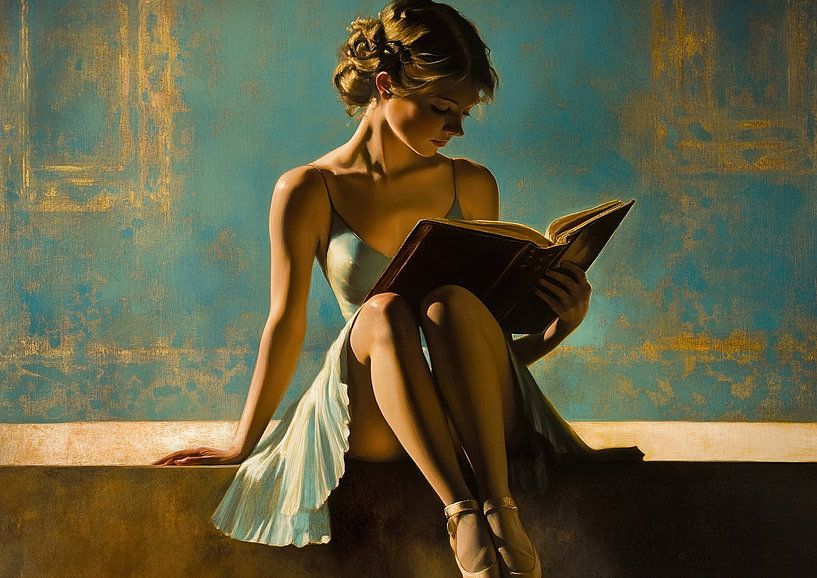 Ballerina mit Buch 1 von Blickfänger Gemälde