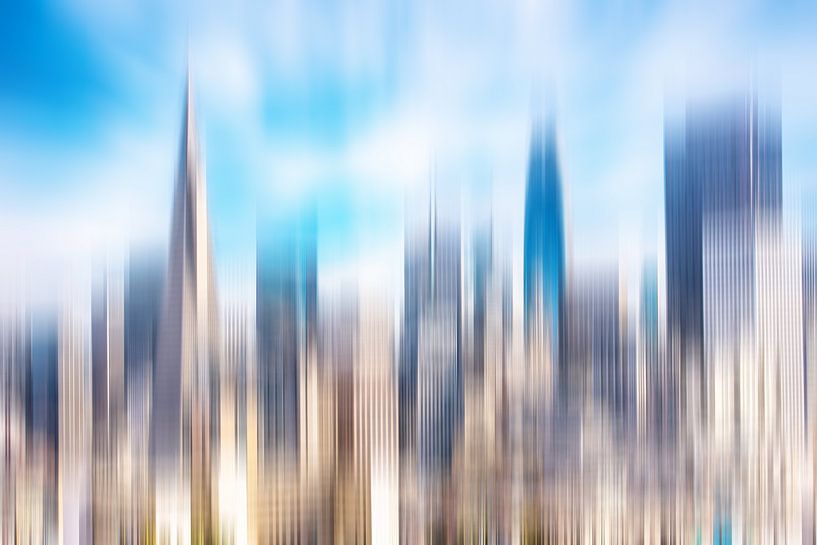 Mehrfachbelichtung abstrakt Hochhäuser in downtown San Francisco Kalifornien von Dieter Walther