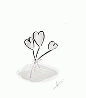 Blume mit hellgrauen Herzen