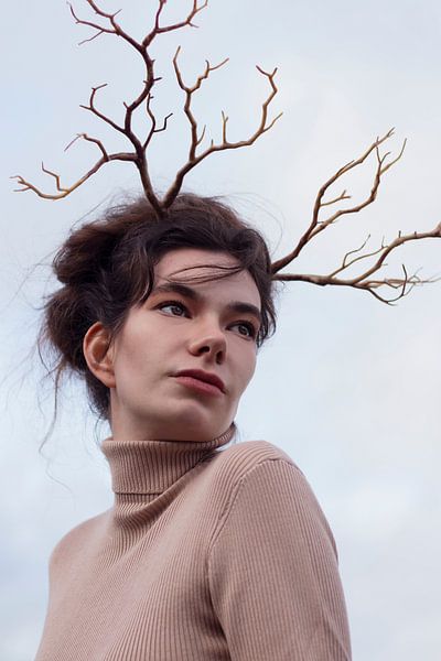 Woman with Antlers – Fine Art Portrait Photography by Iris Kelly Kuntkes