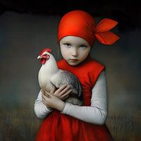 Fille au poulet blanc