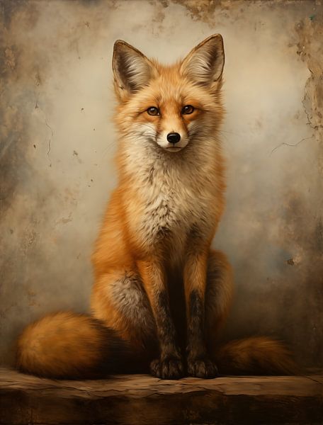 Stately Vos op een Rustieke Achtergrond van Emil Husstege