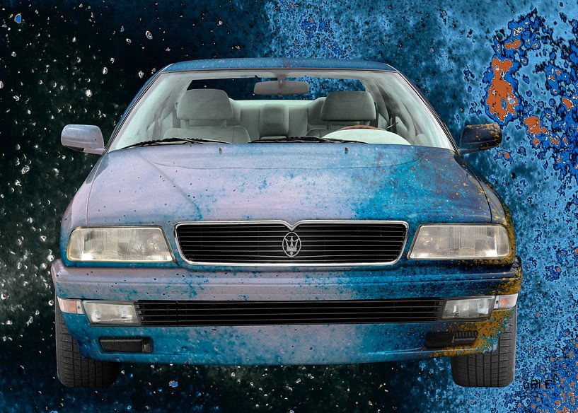 Maserati Quattroporte IV dans Art Car en bleu par aRi F. Huber