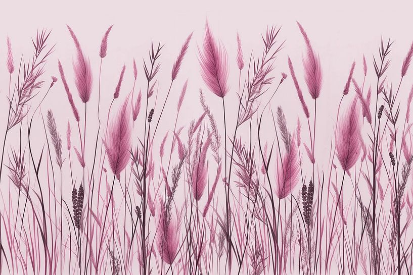 Scandinavian pampas grass in meditative colours by Mad Dog Art