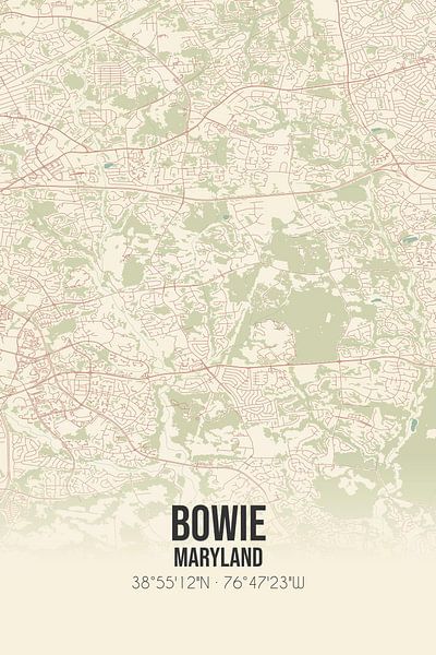 Carte ancienne de Bowie (Maryland), USA. par Affiches de lieux