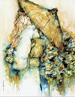 Geishas and kimonos 1. Portrait hand-painted.