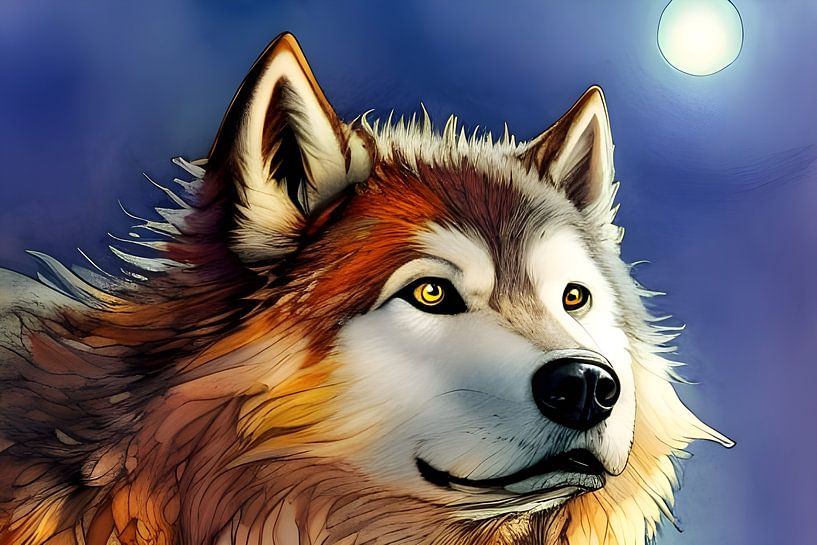 Direwolf in moonlight by Harmanna Digital Art