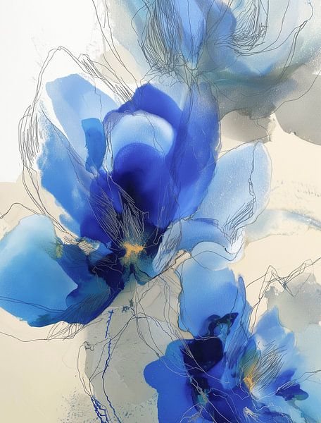 Tanz des Blaus in zarten Linien von Color Square