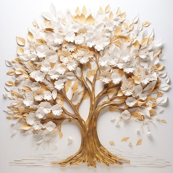 Tree in gold and white by Bert Nijholt