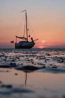 Trocken fallen in der untergehenden Sonne