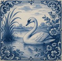 Delfter Blau Fliese Schwan