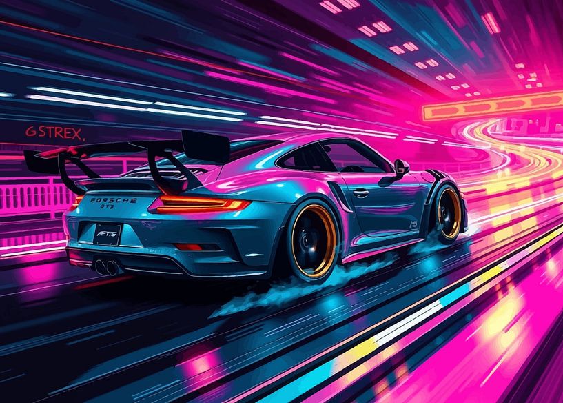 La Porsche 911 GT3 RS avec des bandes gris foncé et noires sur le circuit 2 par MIROKKU