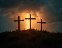 Good Friday, the crosses on Golgotha