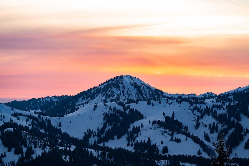 Coucher de soleil sur les Alpes de l'Allgäu par Leo Schindzielorz