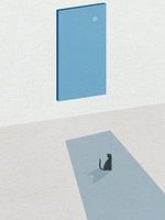 Minimal Art von Katze hinter Fenster