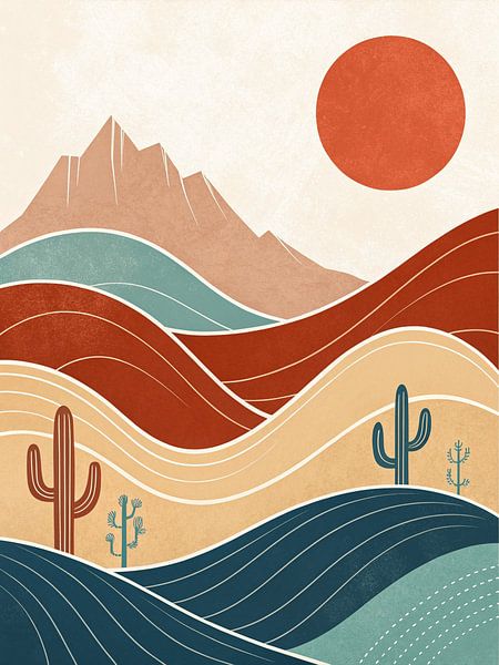 Paysage du désert moderne du milieu du siècle par Artistic