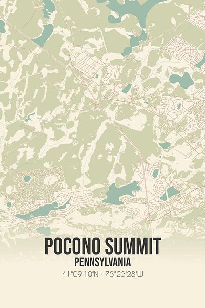 Alte Karte von Pocono Summit (Pennsylvania), USA. von Ortsdrucke