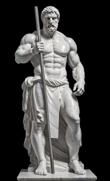 statue d'hercules isolée sur fond noir par Markus Gann