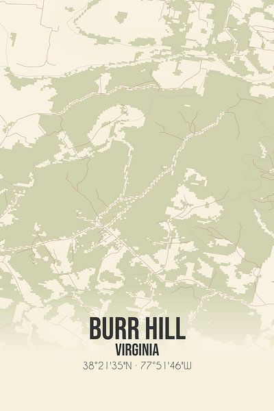 Carte ancienne de Burr Hill (Virginie), USA. par Affiches de lieux