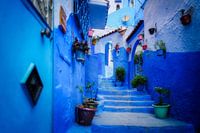 Schöne blaue Stadt in Marokko