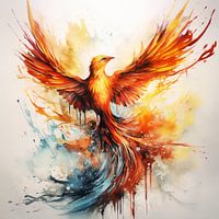 Phénix épique Oiseau de feu Aquarelle