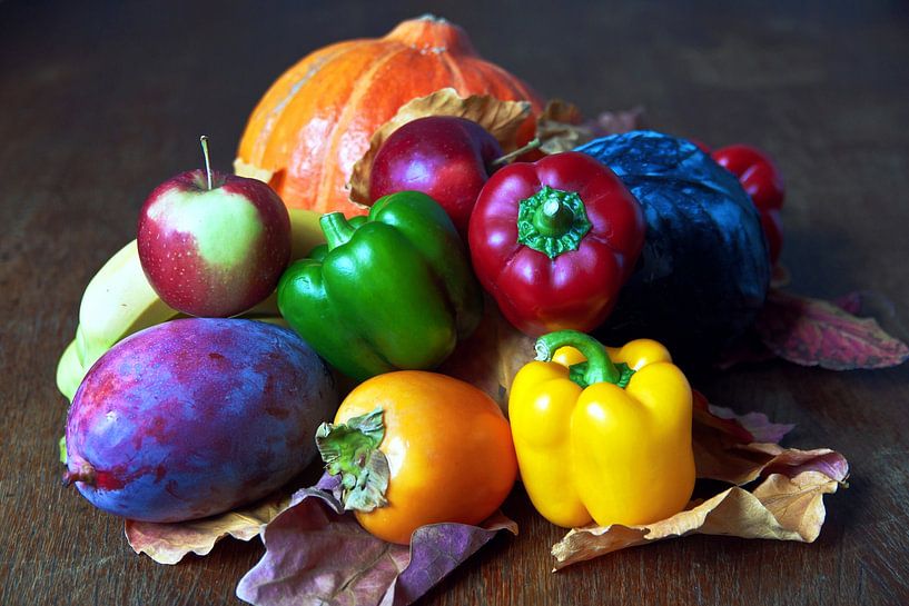 Autumnal still life with fruit and vegetables by Silva Wischeropp
