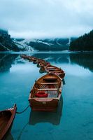 Boats on the lake Lago Di Braies
