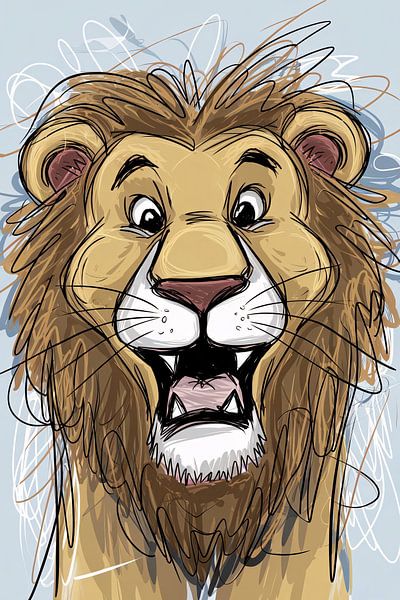 Verspielter Löwe, Illustration von Art & Soul Creations